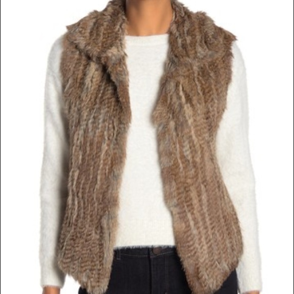 Real Rabbit Fur Open Front Vest